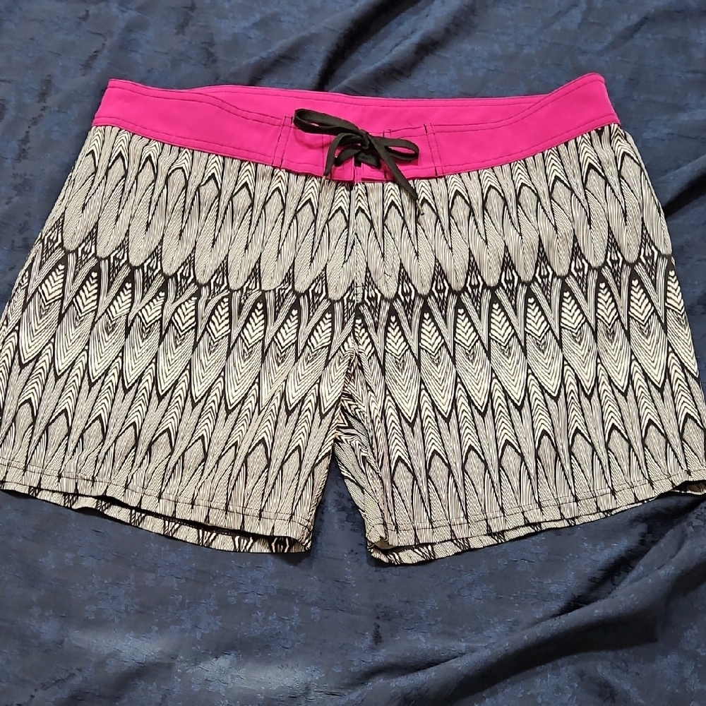 Prana Pink and Black Patterned Athletic Shorts